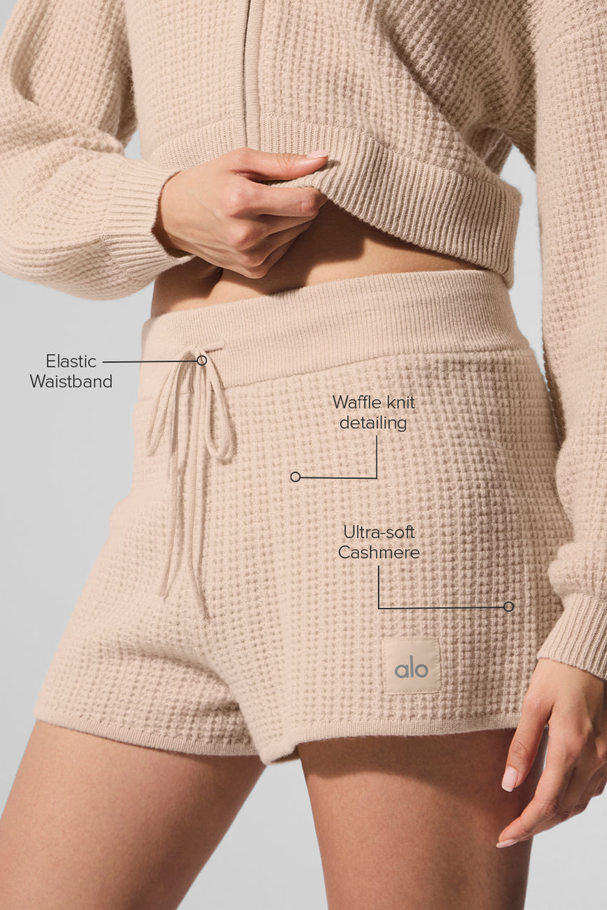 Cashmere High-Waist Plush Waffle Short - Black