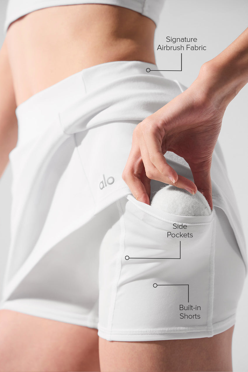 Airbrush High-Waist Good Form Tennis Skirt - White