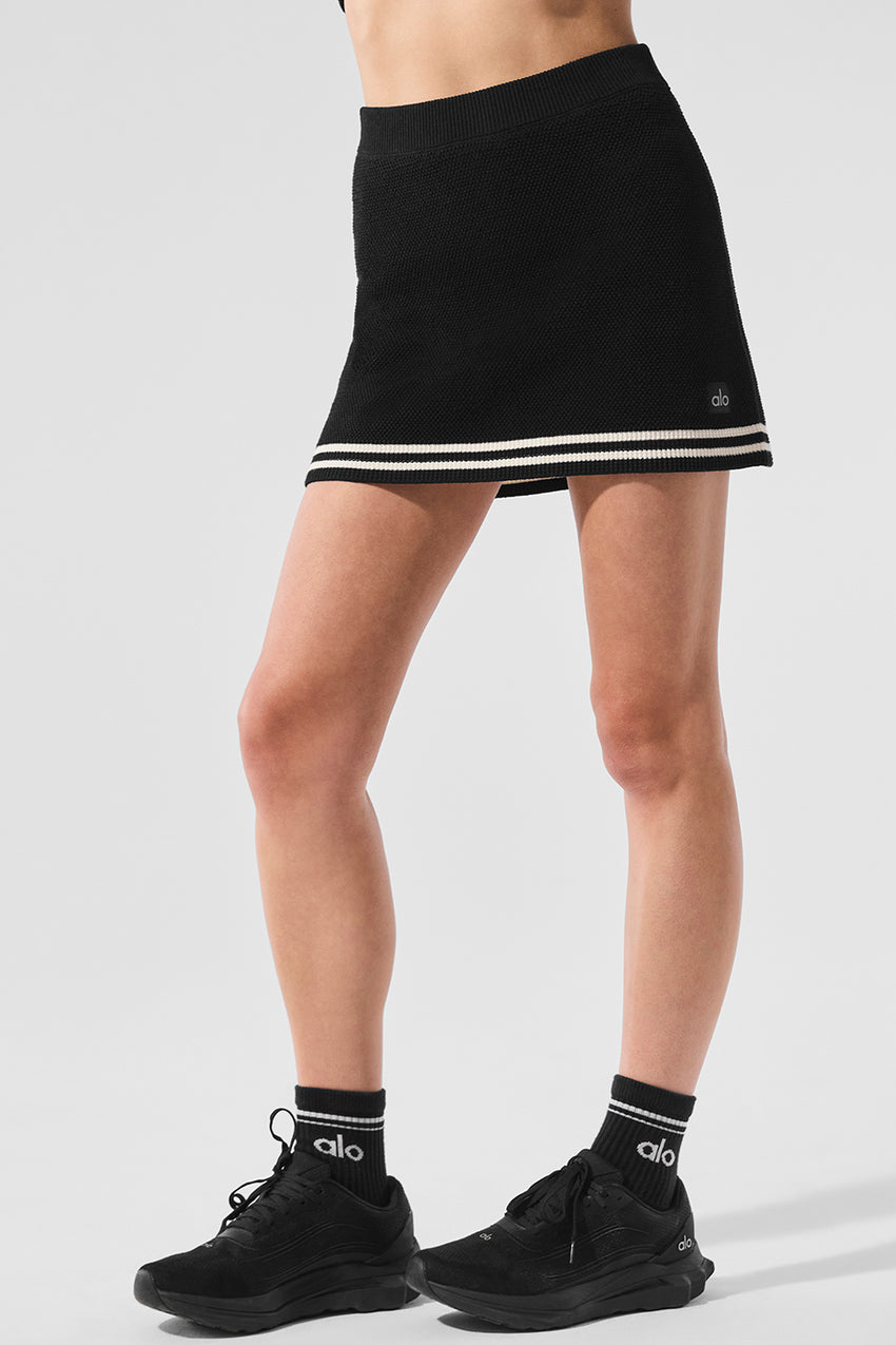 Tennis Club Sweater Knit Skirt - White/Seashell Blue