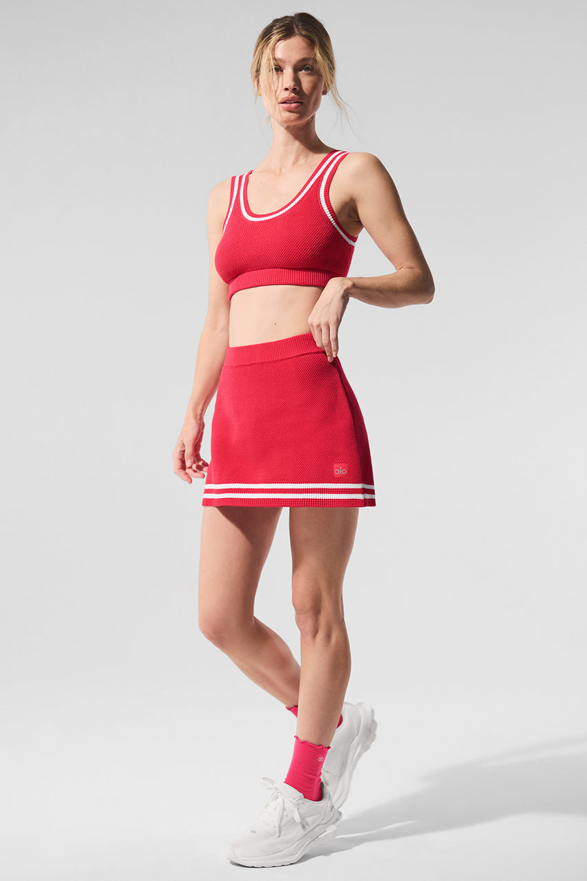 Tennis Club Sweater Knit Skirt - White/Seashell Blue