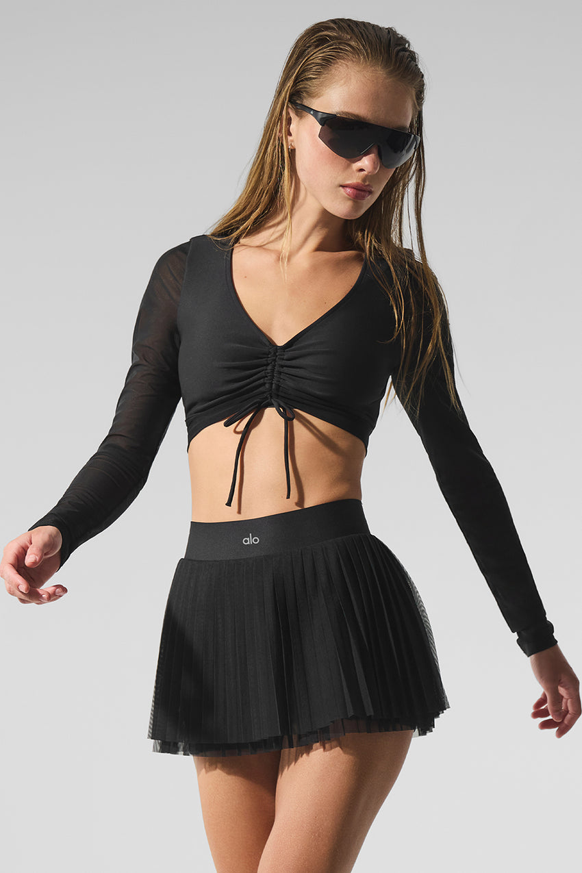 Mesh Baseline Tennis Skirt - Black