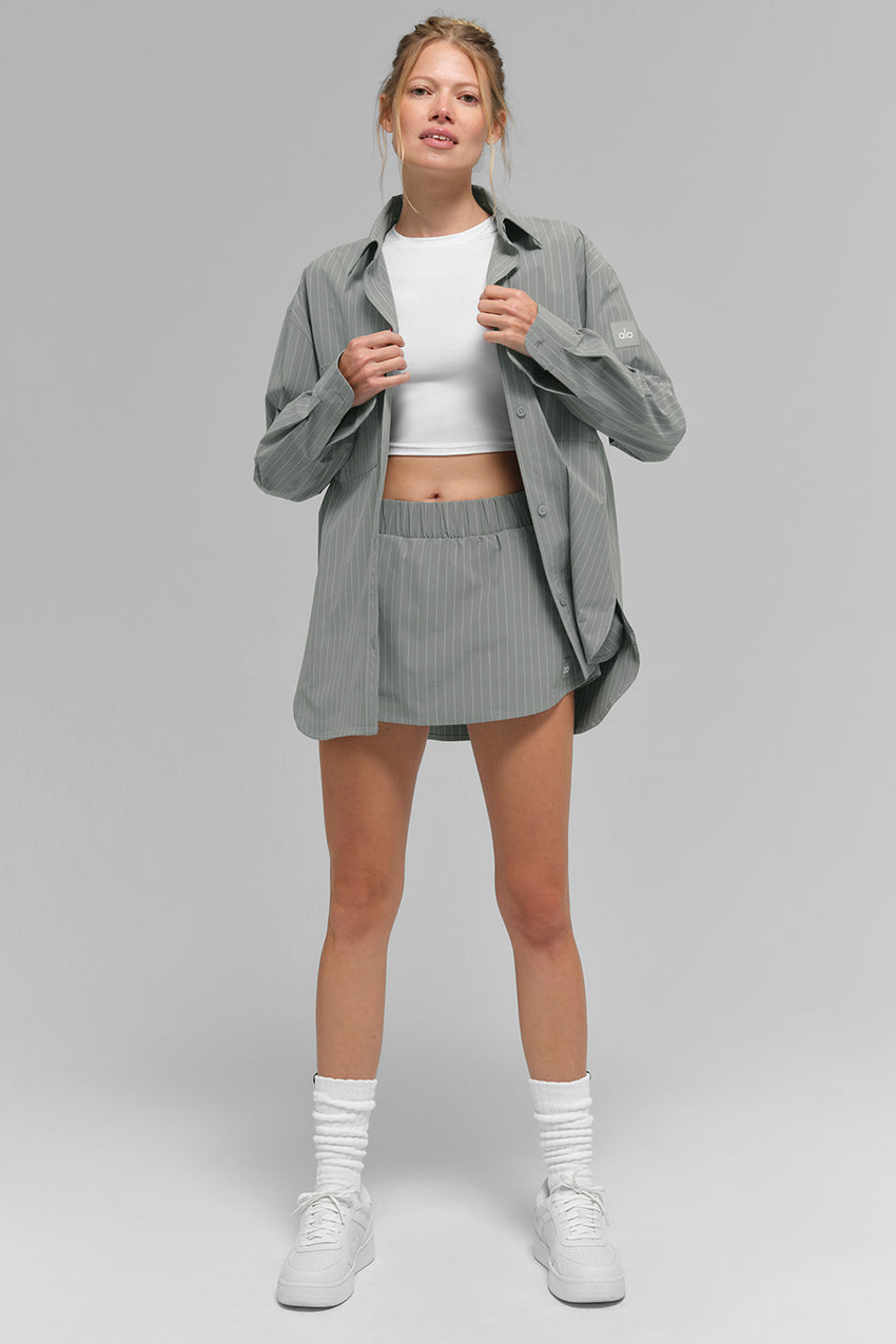 Pinstripe Daylight Button Down Long Sleeve - Black/Titanium