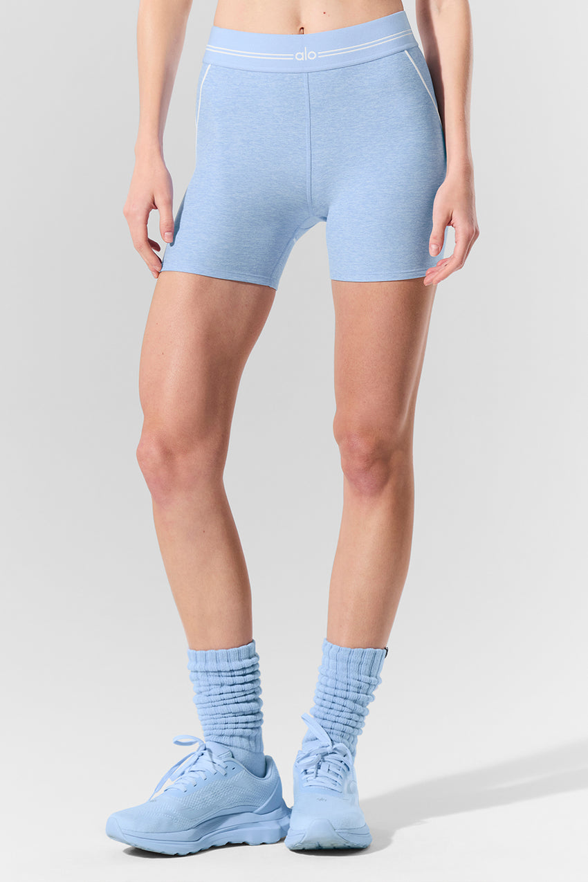 4” Alosoft High-Waist Heart Throb Short - Athletic Heather Grey/White