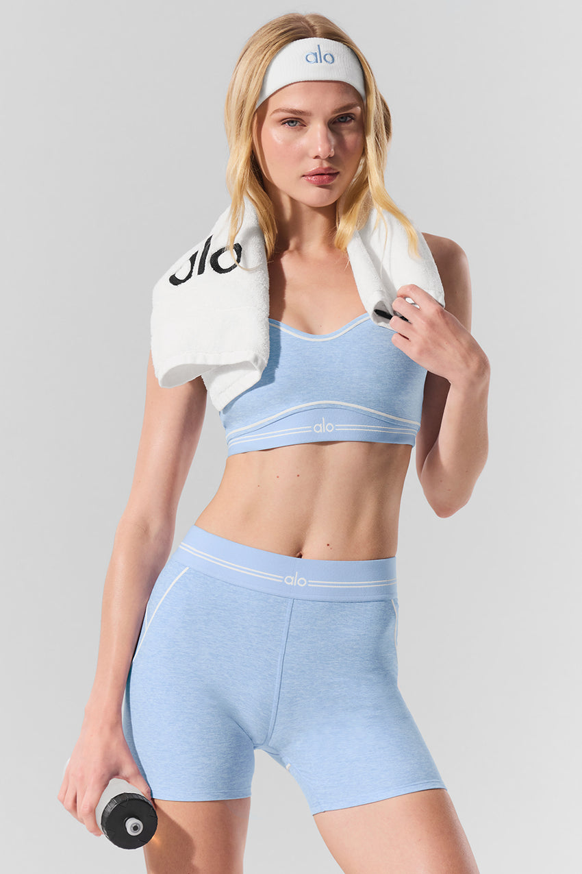 4” Alosoft High-Waist Heart Throb Short - Athletic Heather Grey/White