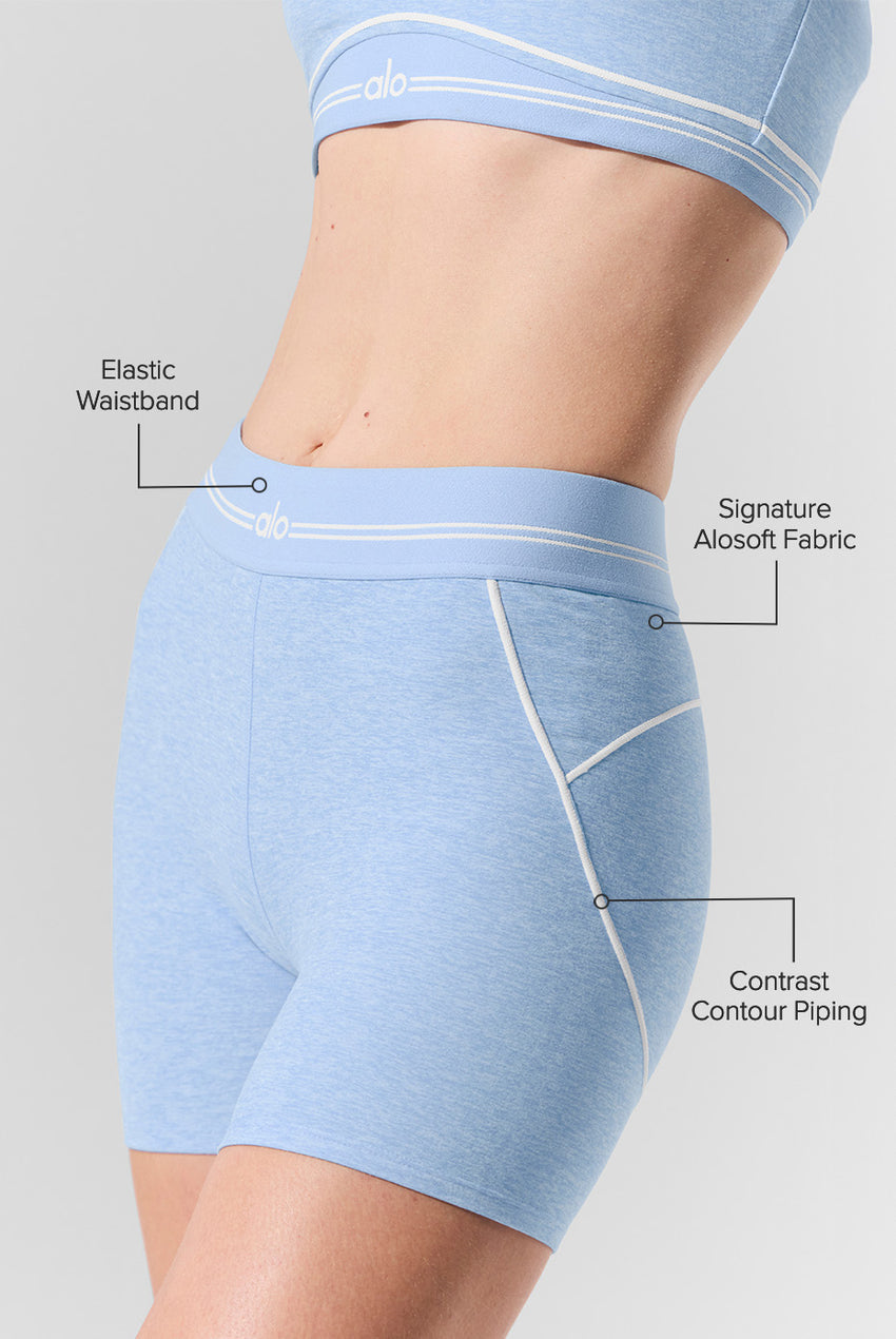 4” Alosoft High-Waist Heart Throb Short - Athletic Heather Grey/White