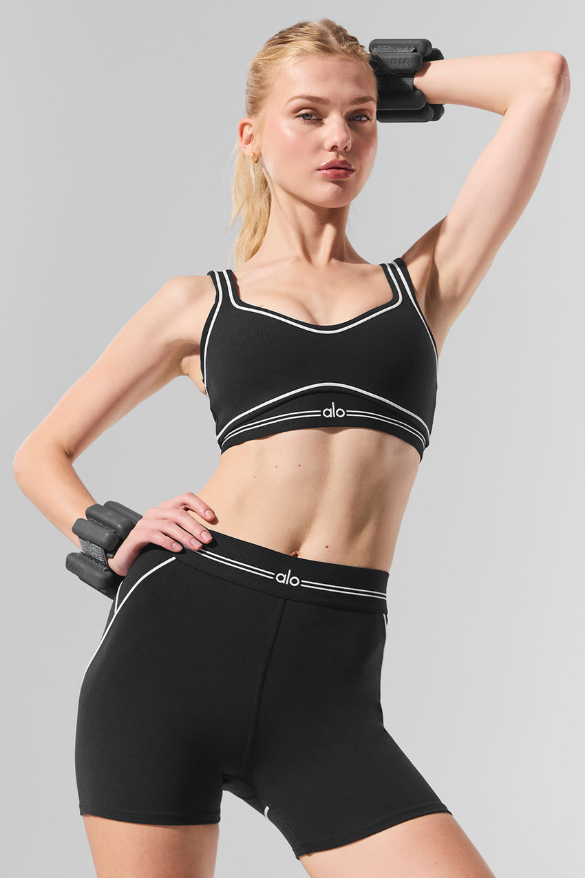 4” Airbrush High-Waist Heart Throb Short - Black/White