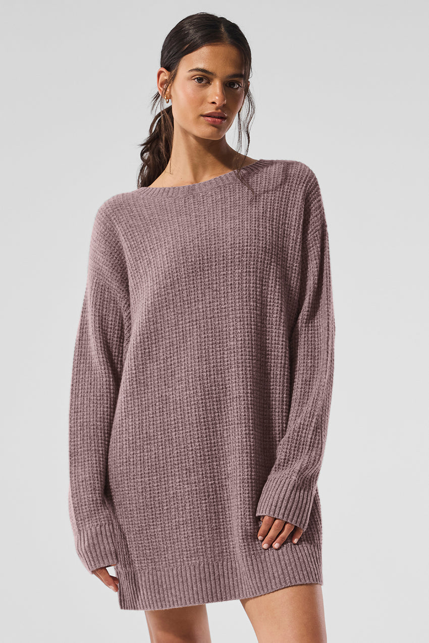 Cashmere Plush Waffle Dress - Black