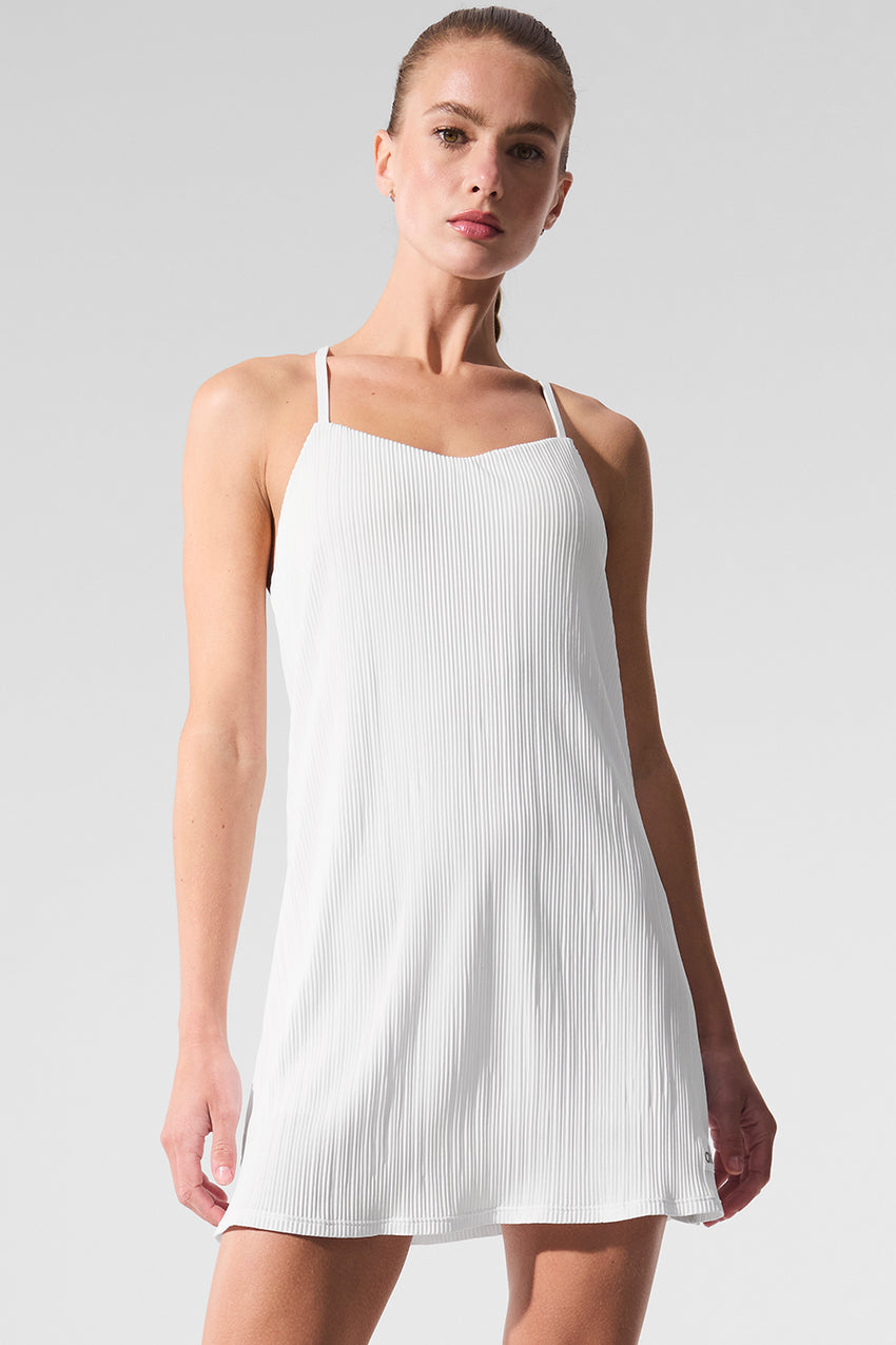 Micro Plisse Game On Tennis Dress - White