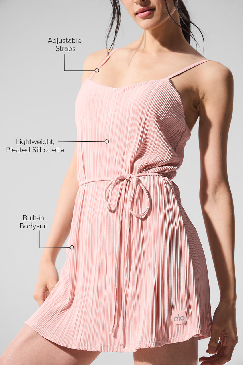 Micro Plisse Game On Tennis Dress - White