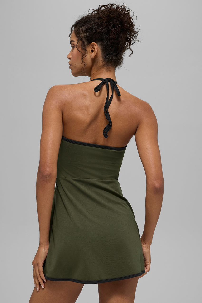 ALO Softsculpt Halter Tennis Dress - Black/White