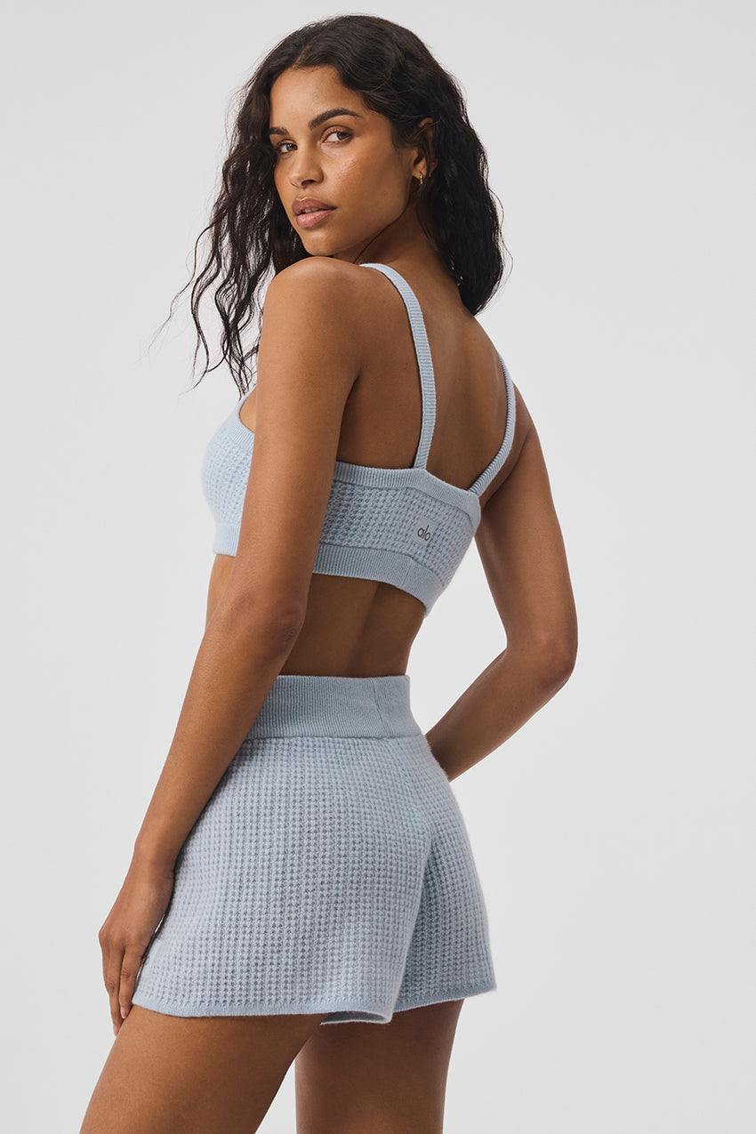 Cashmere Plush Waffle V-Neck Bra - Black