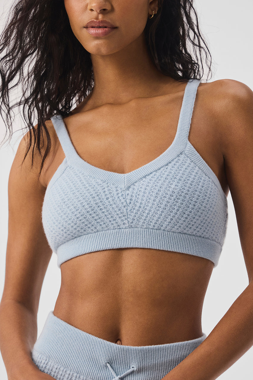 Cashmere Plush Waffle V-Neck Bra - Black