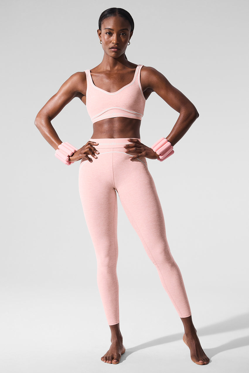 Alosoft Heart Throb Bra - Athletic Heather Grey/White