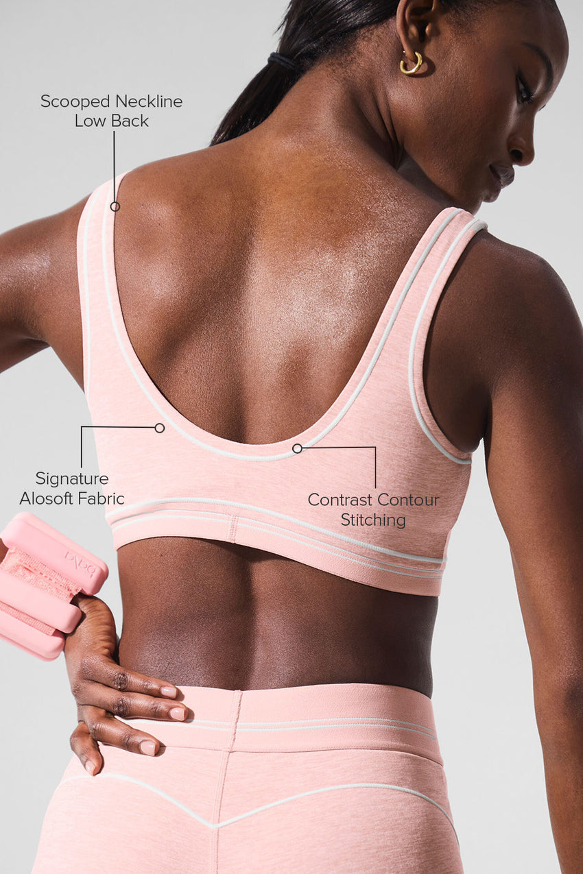 Alosoft Heart Throb Bra - Athletic Heather Grey/White