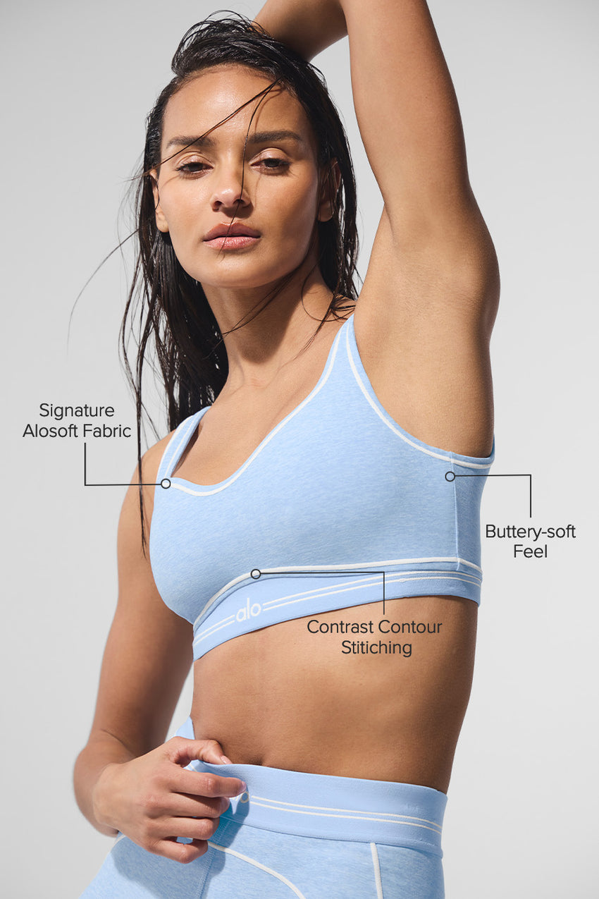 Alosoft Heart Throb Bra - Athletic Heather Grey/White