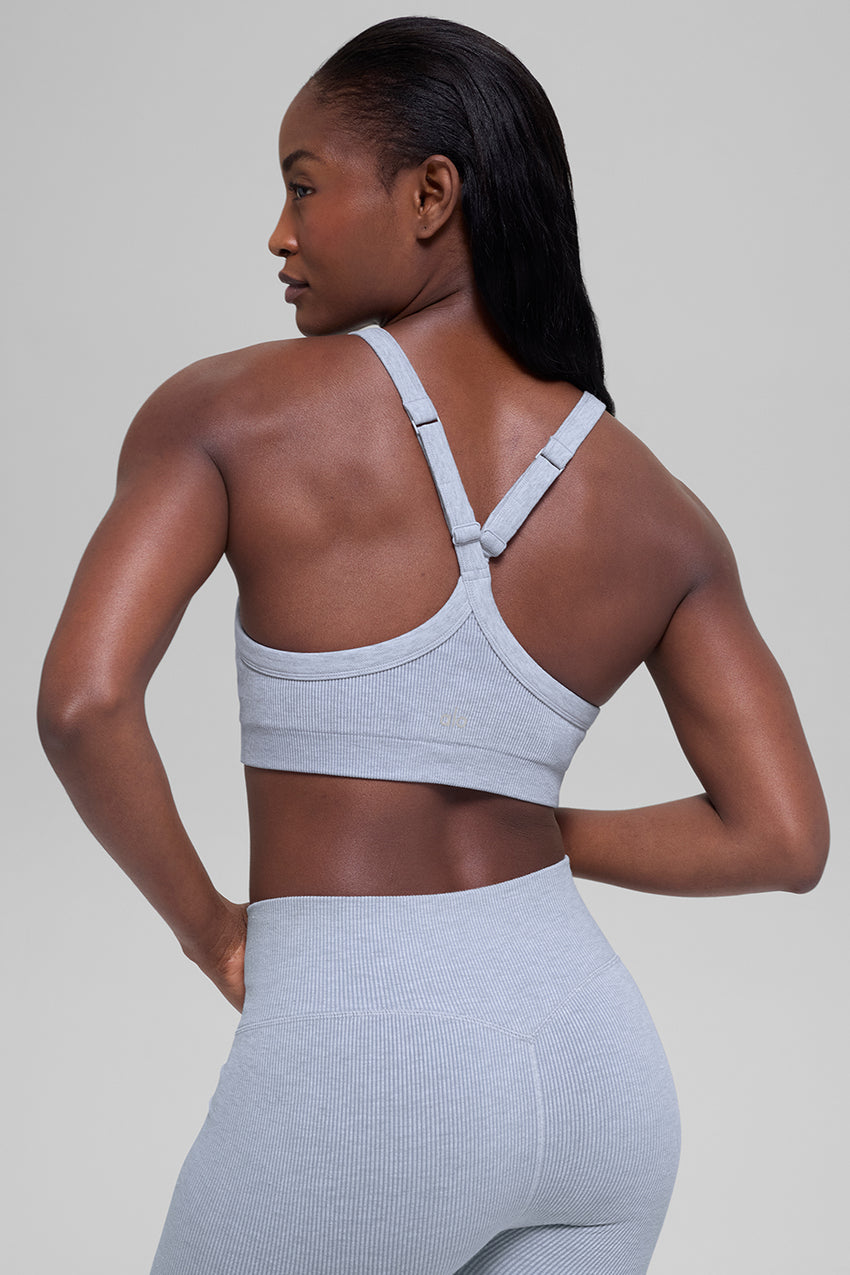Seamless Two Tone Rib Bra - Black