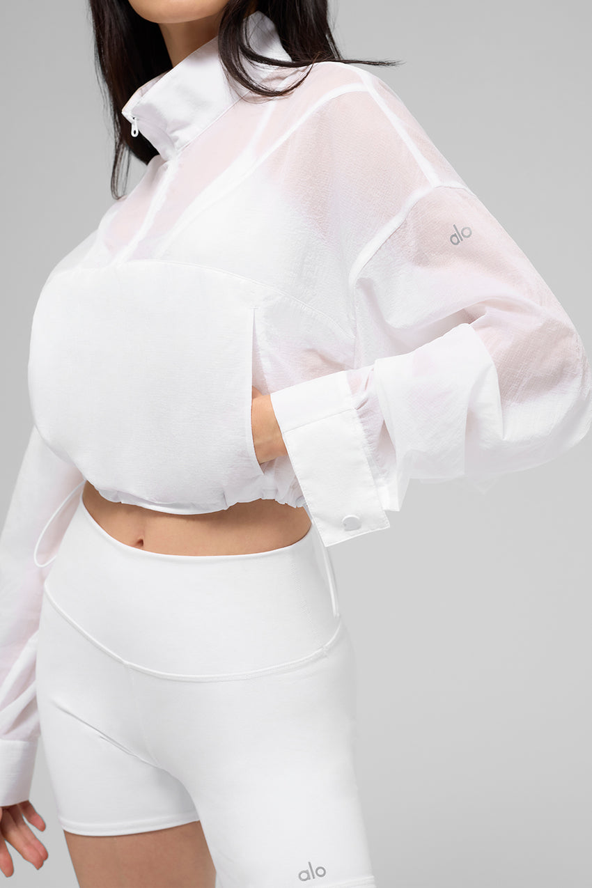Cropped 1/4 Zip Aerial Pullover - Black