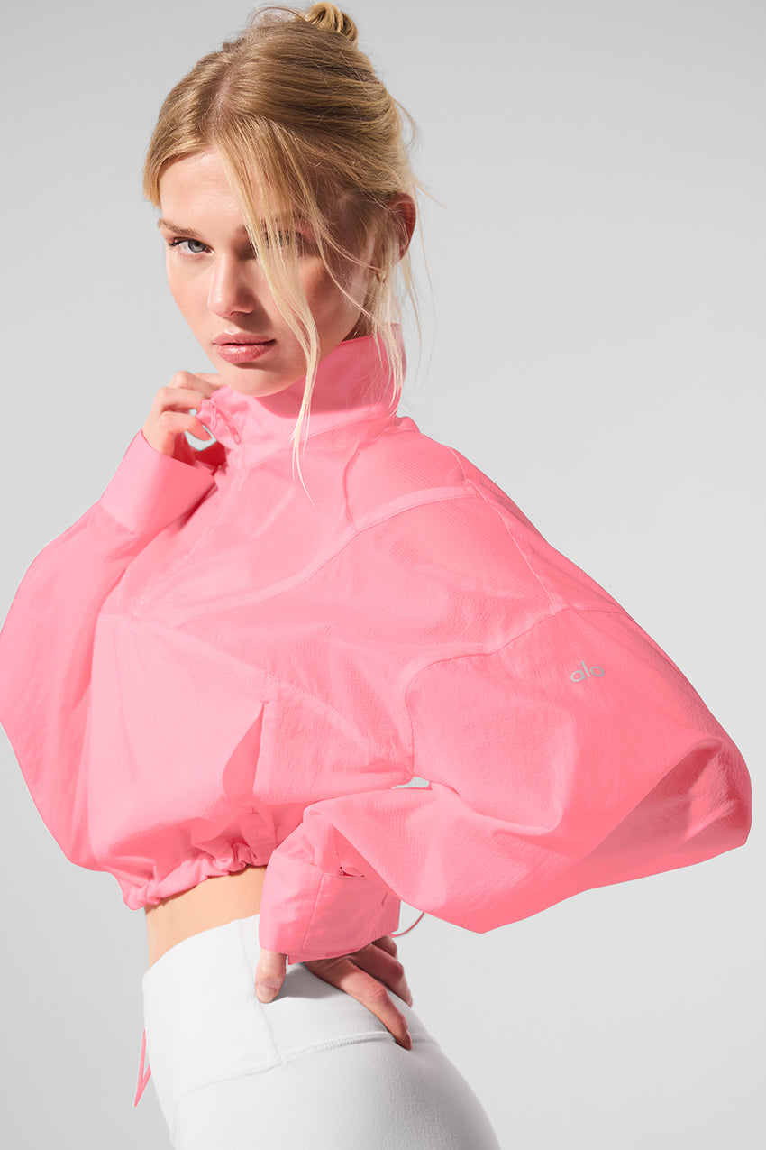 Cropped 1/4 Zip Aerial Pullover - Black