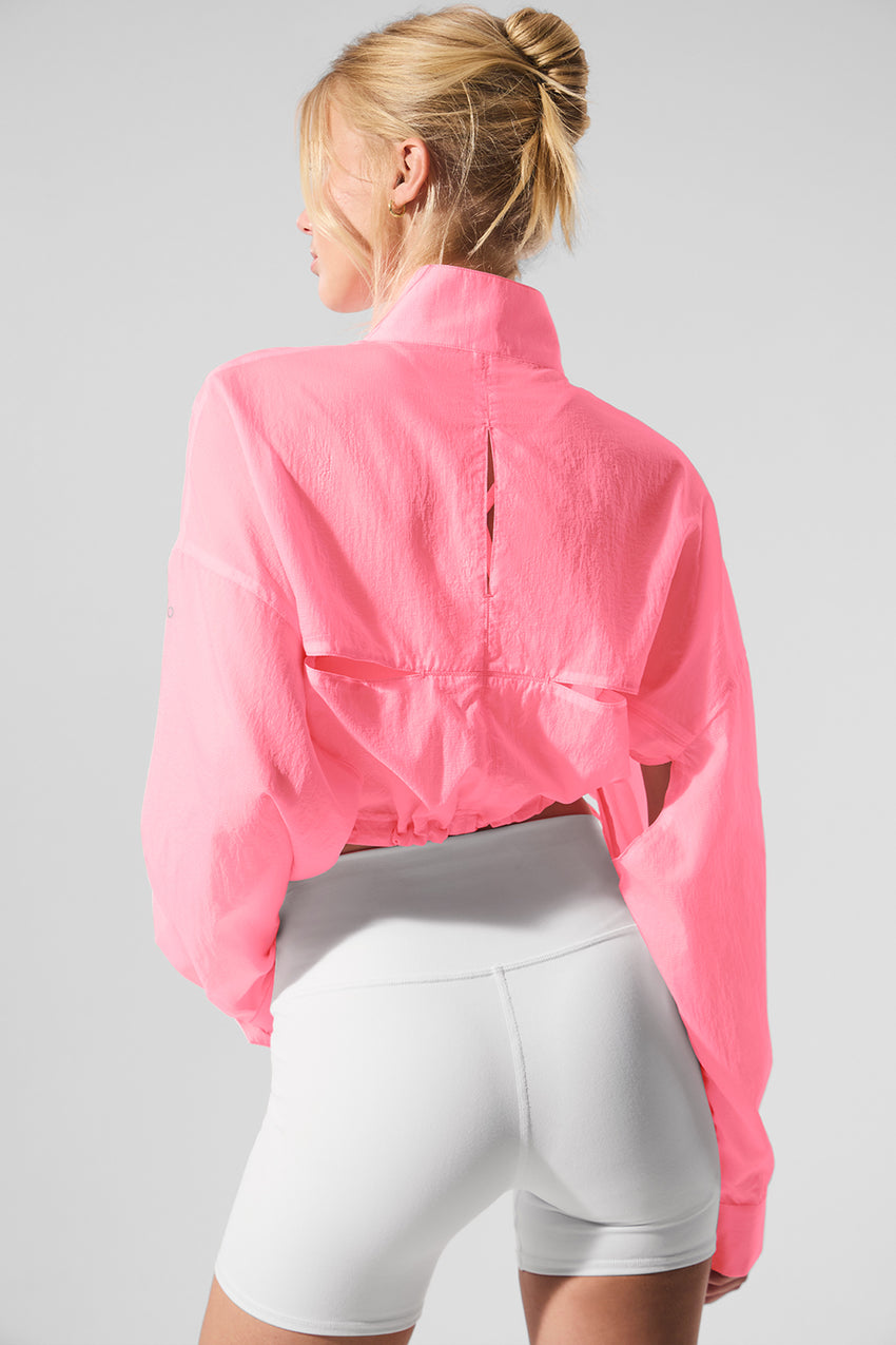 Cropped 1/4 Zip Aerial Pullover - Black